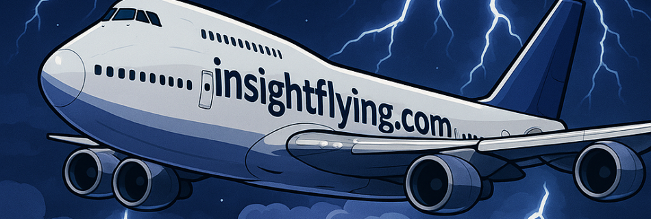 Boeing 747 cruising and fly through thunderstorm